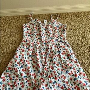 Floral Romper - Red, Blue, White